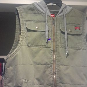 Mens Large Wrangler Work Vest with hood
